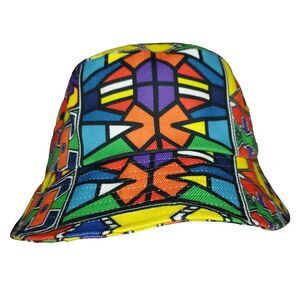 Stained Glass‎ Bucket Hat Cap Allover Colorful Print Pattern OSFA New
